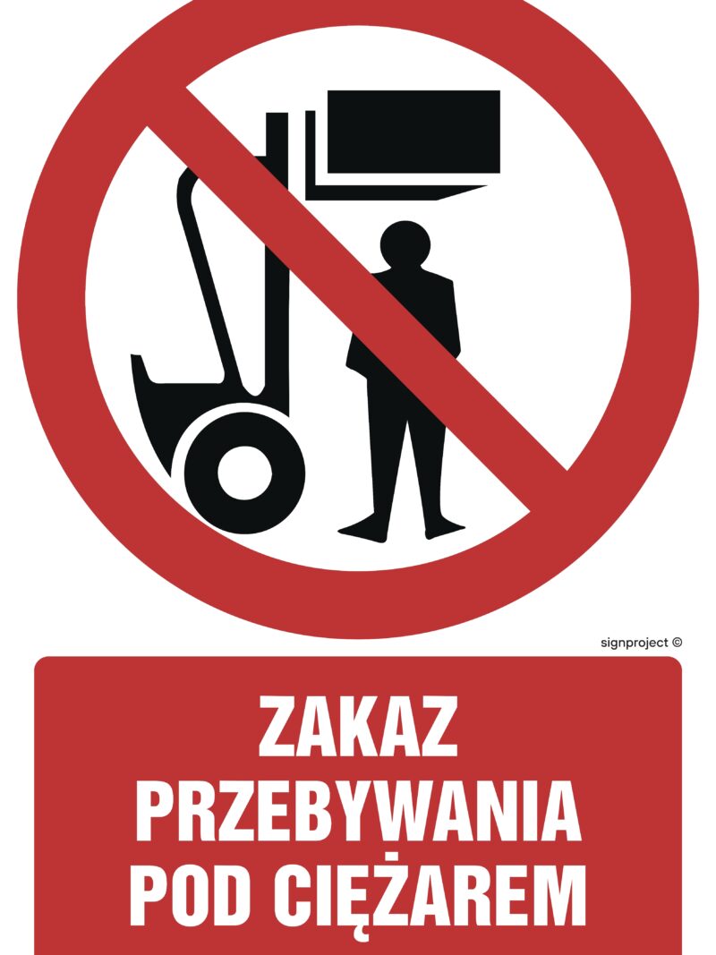 GC017 Zakaz przebywania pod ciężarem - arkusz 9 naklejek