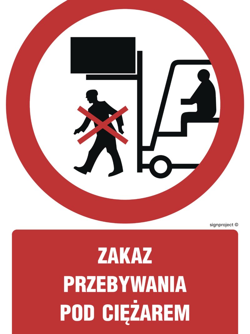 GC057 Zakaz przebywania pod ciężarem - arkusz 9 naklejek