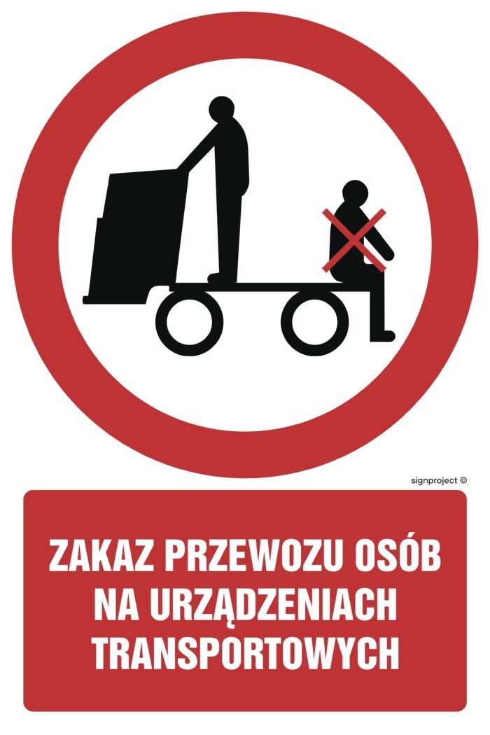 GC058 Zakaz przewozu osób na urządzeniach transportowych - arkusz 9 naklejek