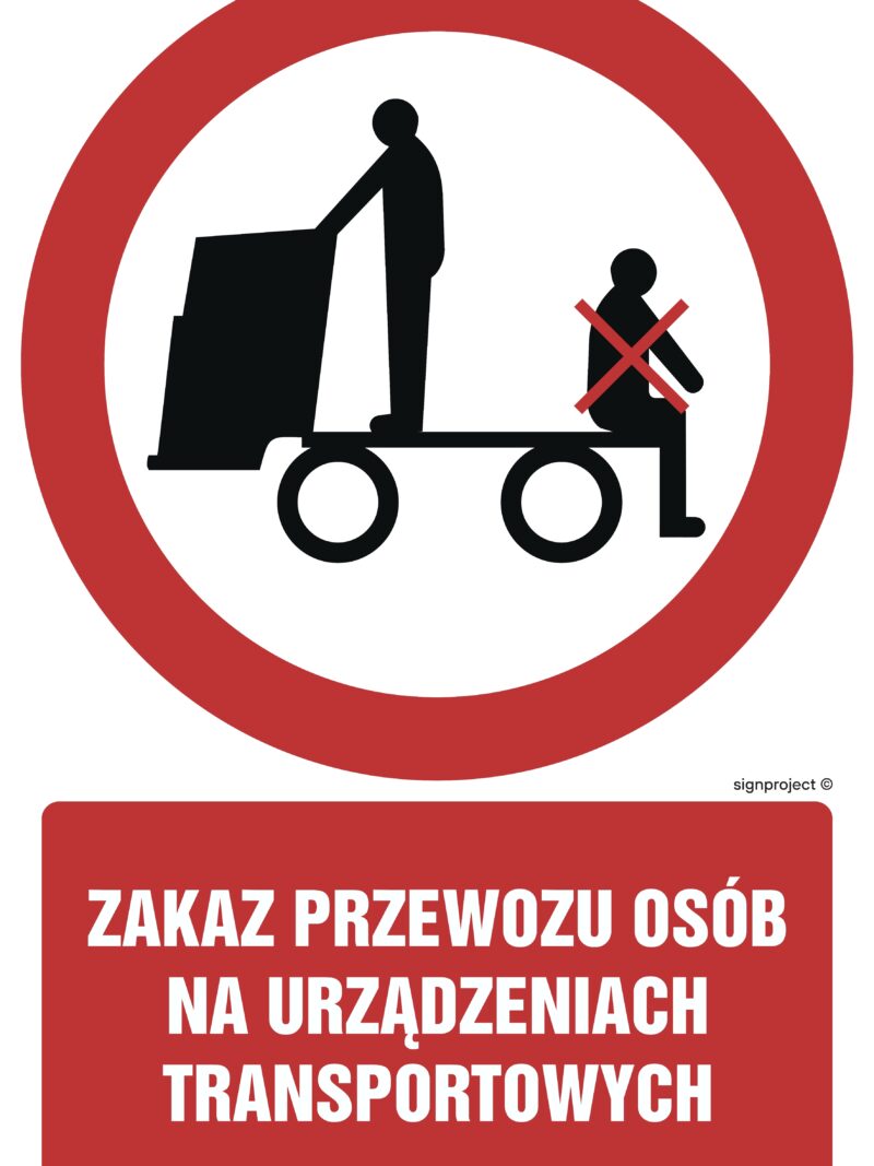 GC058 Zakaz przewozu osób na urządzeniach transportowych - arkusz 9 naklejek