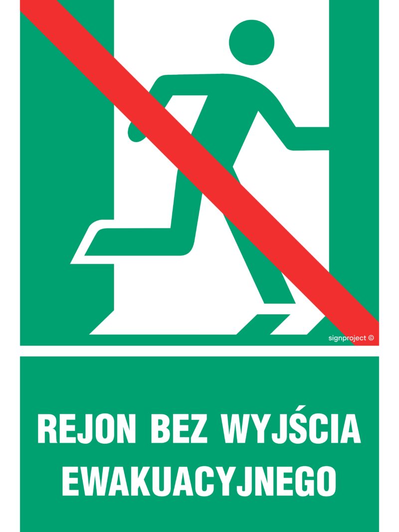 AC027 Rejon bez wyjścia ewakuacyjnego prawostronny