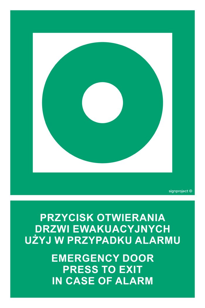 AC083 Przycisk otwierania drzwi ewakuacyjnych. Użyj w przypadku alarmu / Emergency door. Press to exit in case of alarm