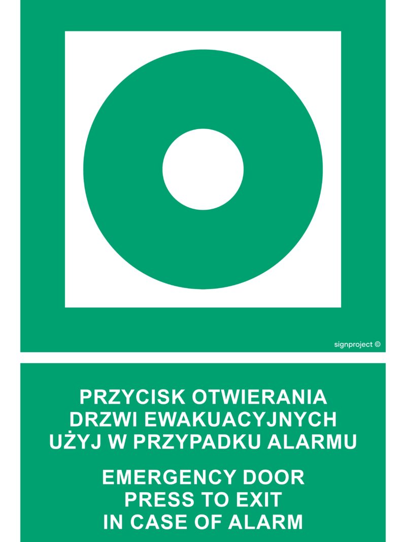 AC083 Przycisk otwierania drzwi ewakuacyjnych. Użyj w przypadku alarmu / Emergency door. Press to exit in case of alarm