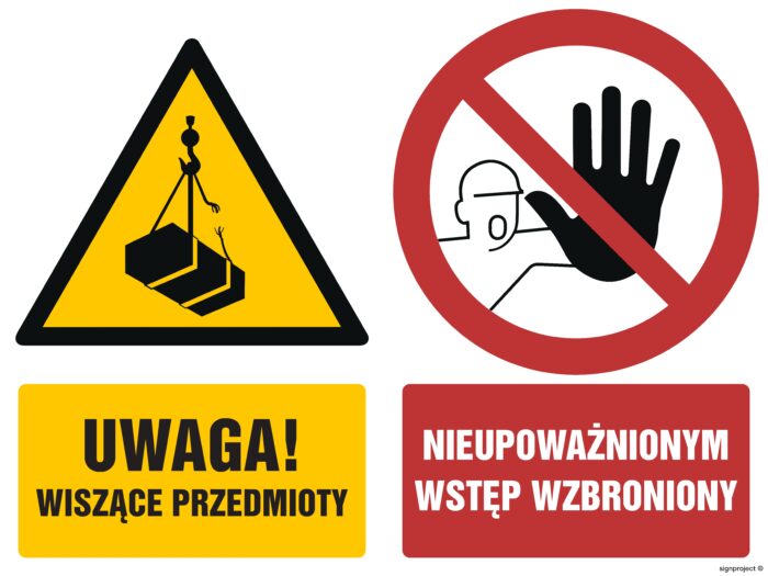 GM015 Uwaga wiszące przedmioty Nieupoważnionym wstęp wzbroniony