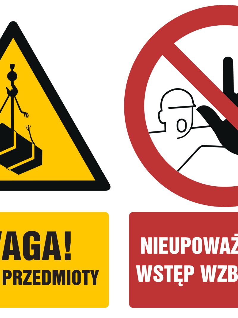 GM015 Uwaga wiszące przedmioty Nieupoważnionym wstęp wzbroniony