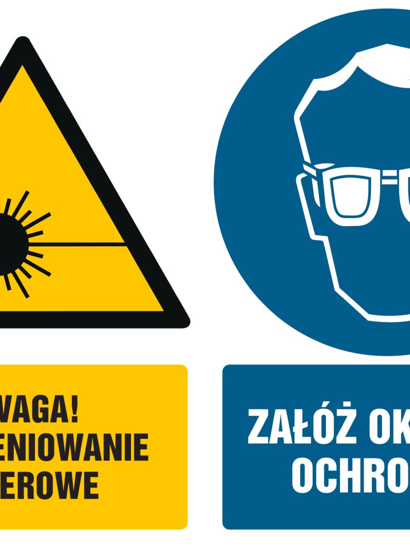 GM024 Uwaga promieniowanie laserowe Załóż okulary ochronne