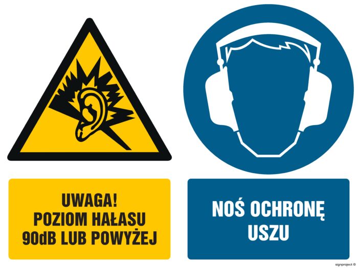 GM025 Uwaga poziom hałasu 90 dB lub powyżej Ochrona uszu obowiązkowa