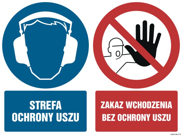 GM029 Strefa ochrony uszu Zakaz wchodzenia bez ochrony uszu