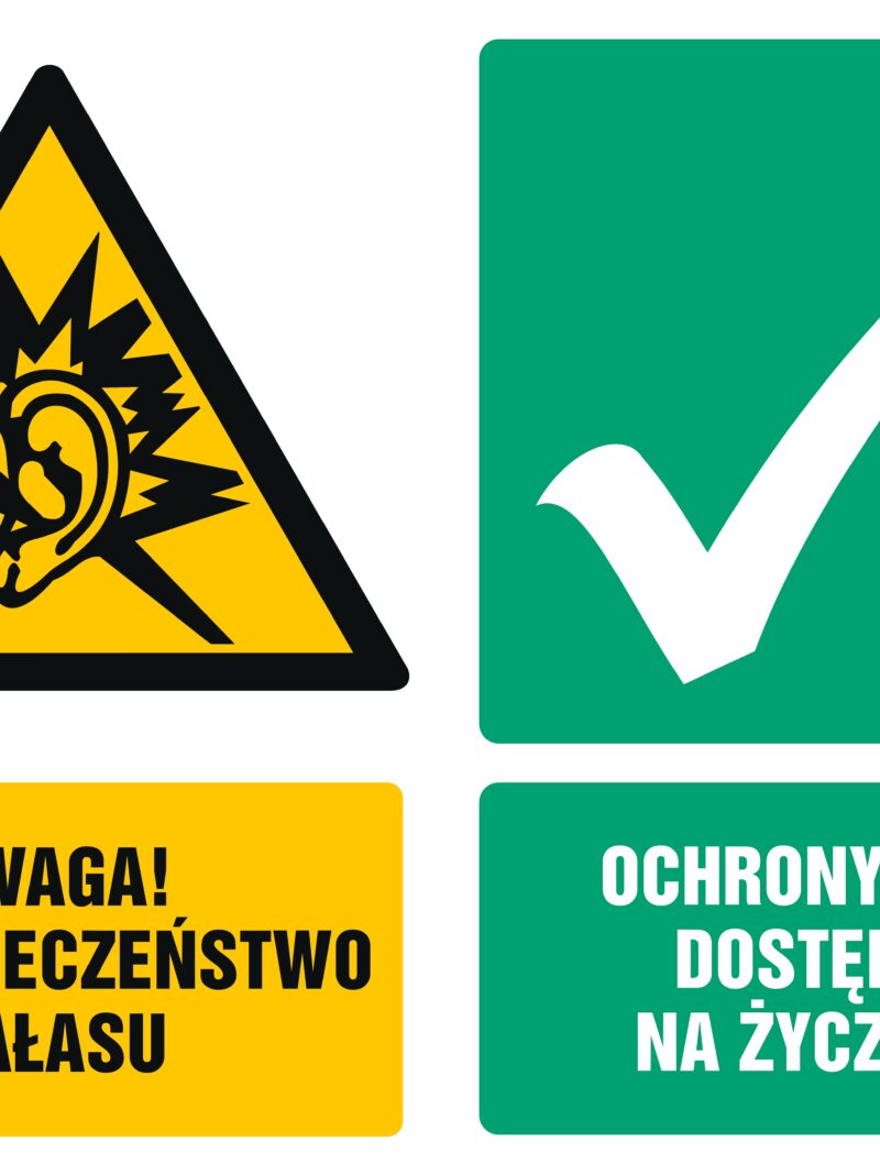 GM031 Uwaga niebezpieczeństwo hałasu Ochrony uszu dostępne na życzenie