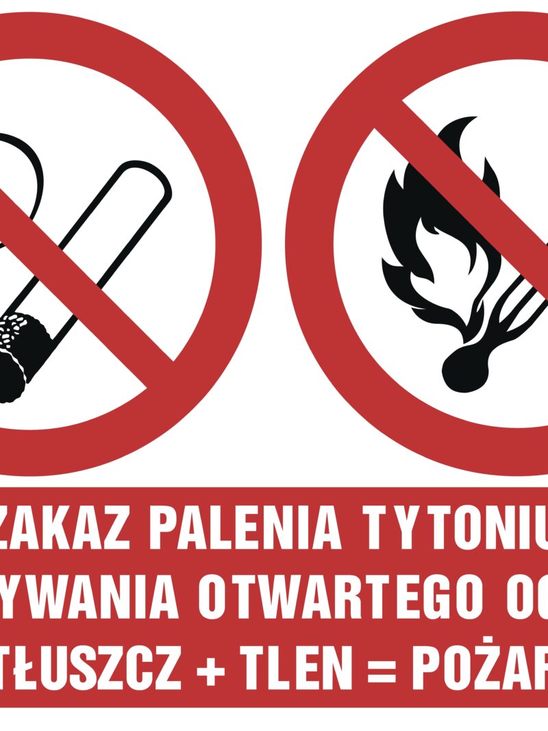 GM032 Zakaz palenia tytoniu i używania otwartego ognia tłuszcz + tlen = pożar