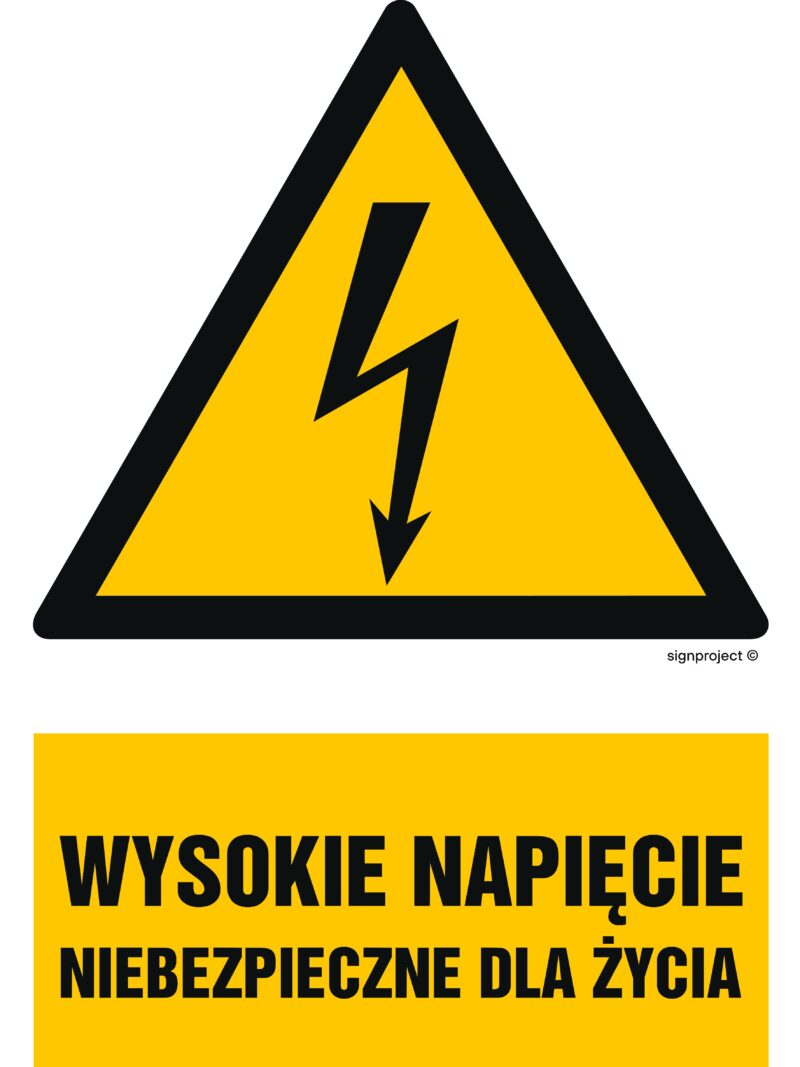 HA004 Wysokie napięcie niebezpieczne dla życia - arkusz 9 naklejek