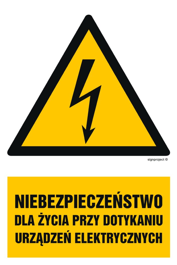 HA006 Niebezpieczeństwo dla życia przy dotykaniu urządzeń elektrycznych - arkusz 9 naklejek