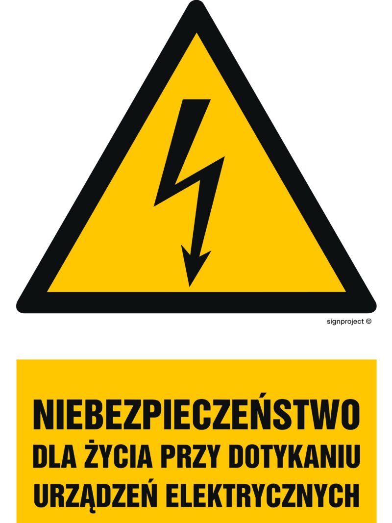 HA006 Niebezpieczeństwo dla życia przy dotykaniu urządzeń elektrycznych - arkusz 9 naklejek