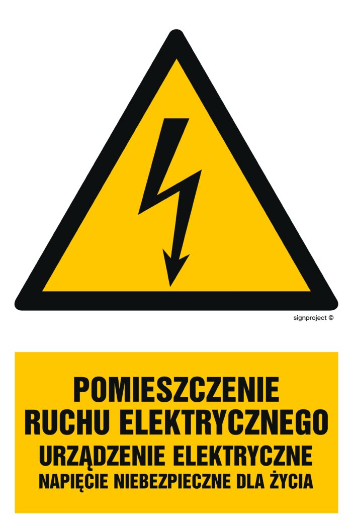 HA028 Pomieszczenie ruchu elektrycznego urządzenie elektryczne napięcie niebezpieczne dla życia - arkusz 9 naklejek