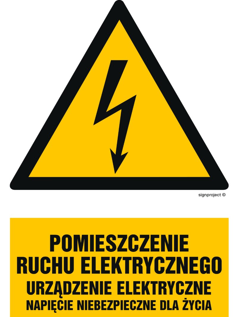 HA028 Pomieszczenie ruchu elektrycznego urządzenie elektryczne napięcie niebezpieczne dla życia - arkusz 9 naklejek