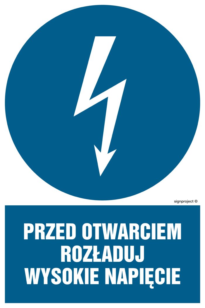 HE006 Przed otwarciem rozładuj wysokie napięcie - arkusz 9 naklejek