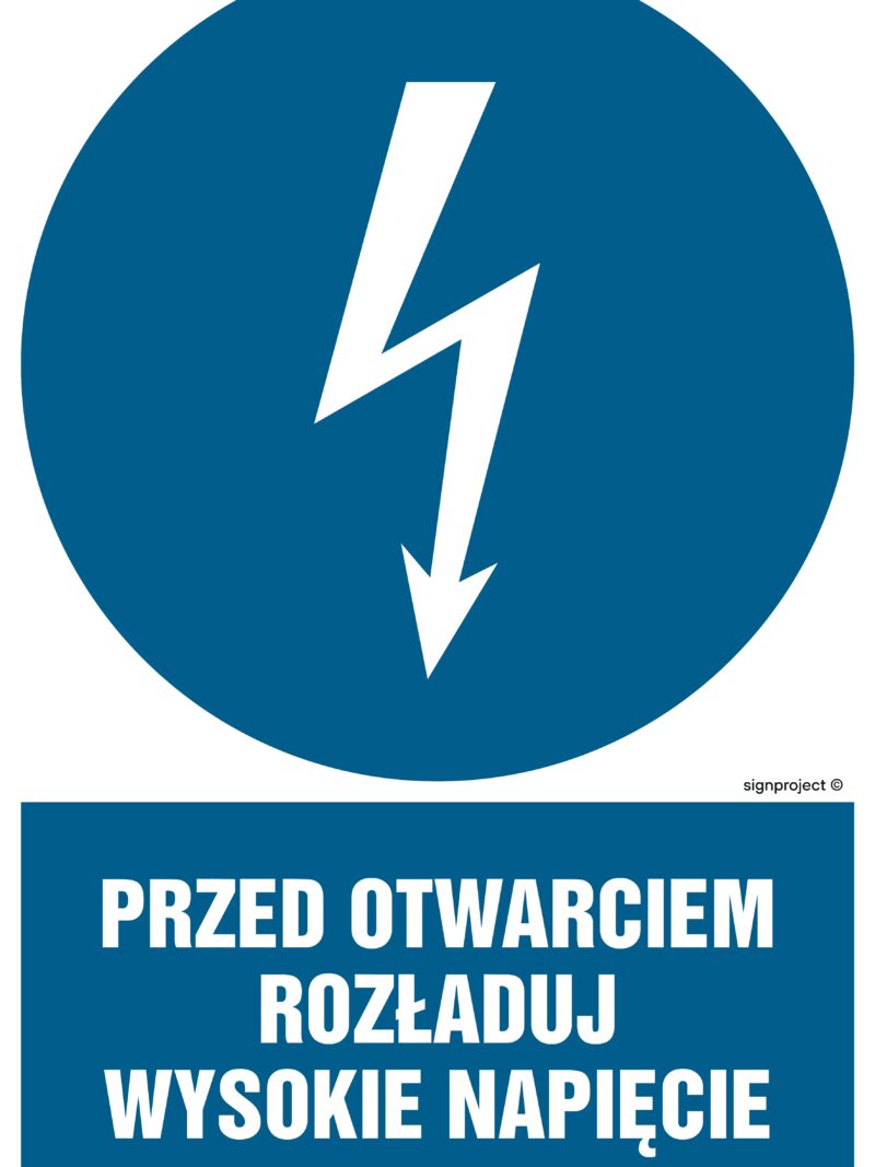 HE006 Przed otwarciem rozładuj wysokie napięcie - arkusz 9 naklejek