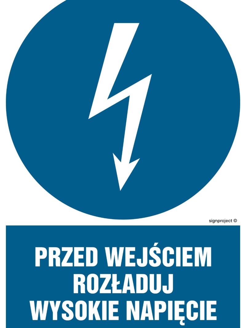 HE007 Przed wejściem rozładuj wysokie napięcie - arkusz 9 naklejek