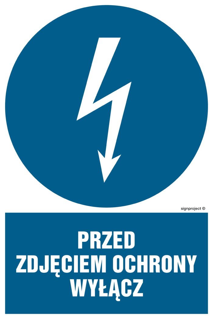 HE014 Przed zdjęciem ochrony wyłącz - arkusz 9 naklejek