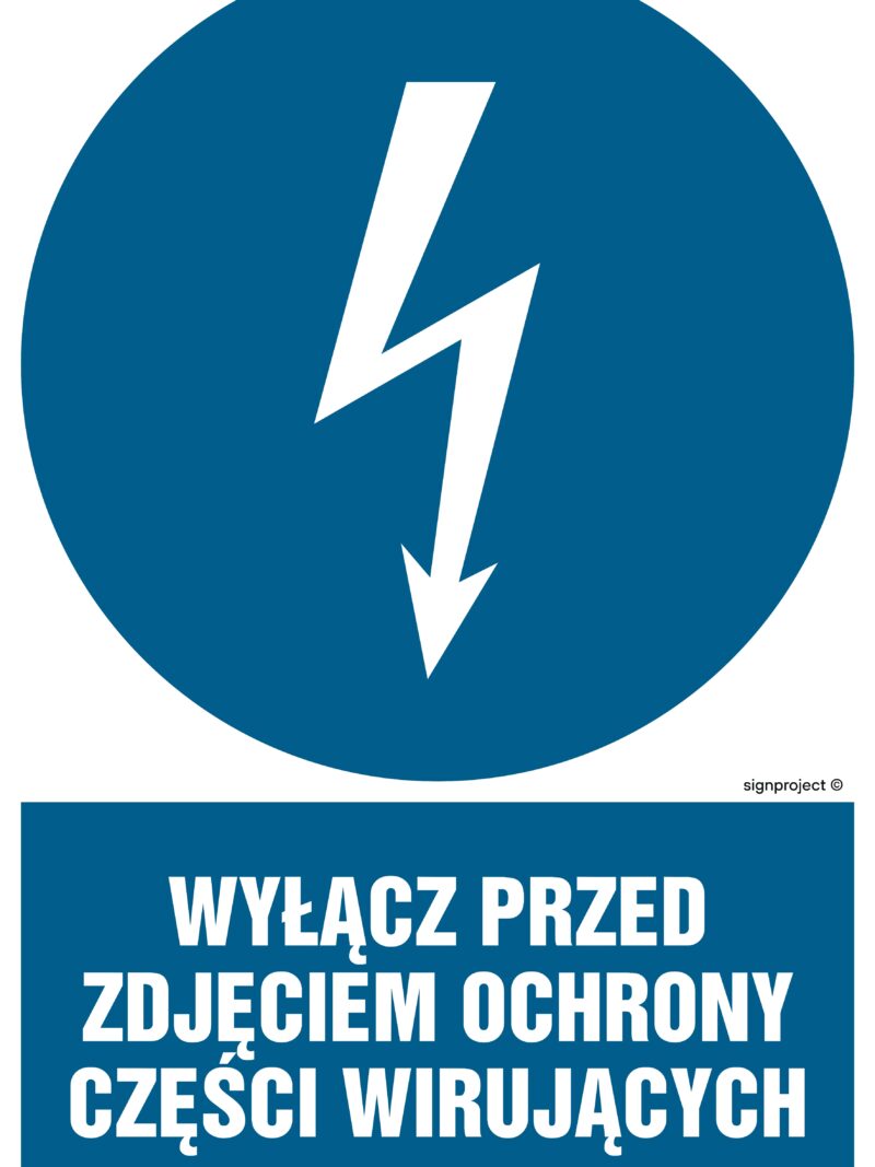 HE015 Wyłącz przed zdjęciem ochrony wirujących części - arkusz 9 naklejek