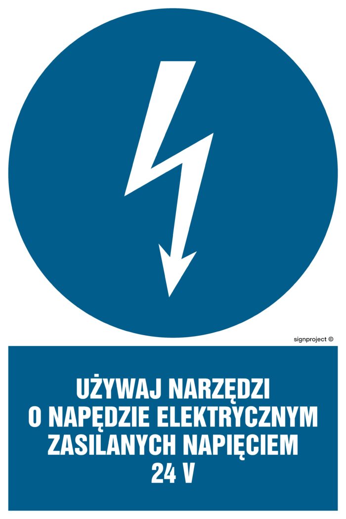 HE016 Używaj narzędzi o napędzie elektrycznym zasilanym napięciem 24V - arkusz 9 naklejek