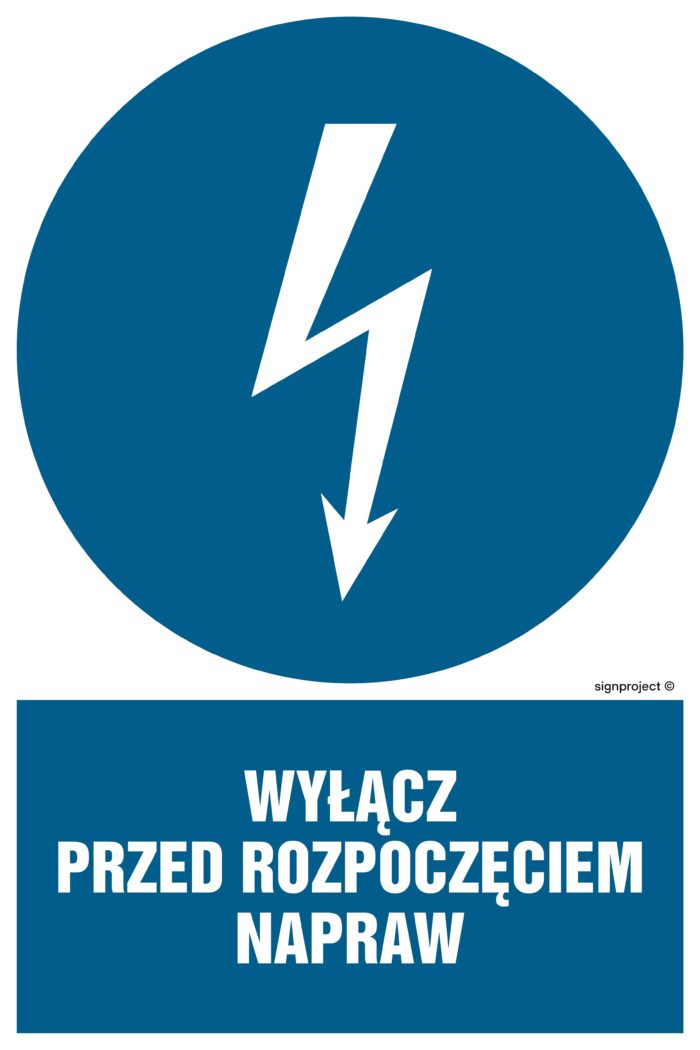 HE018 Wyłącz przed rozpoczęciem napraw - arkusz 9 naklejek