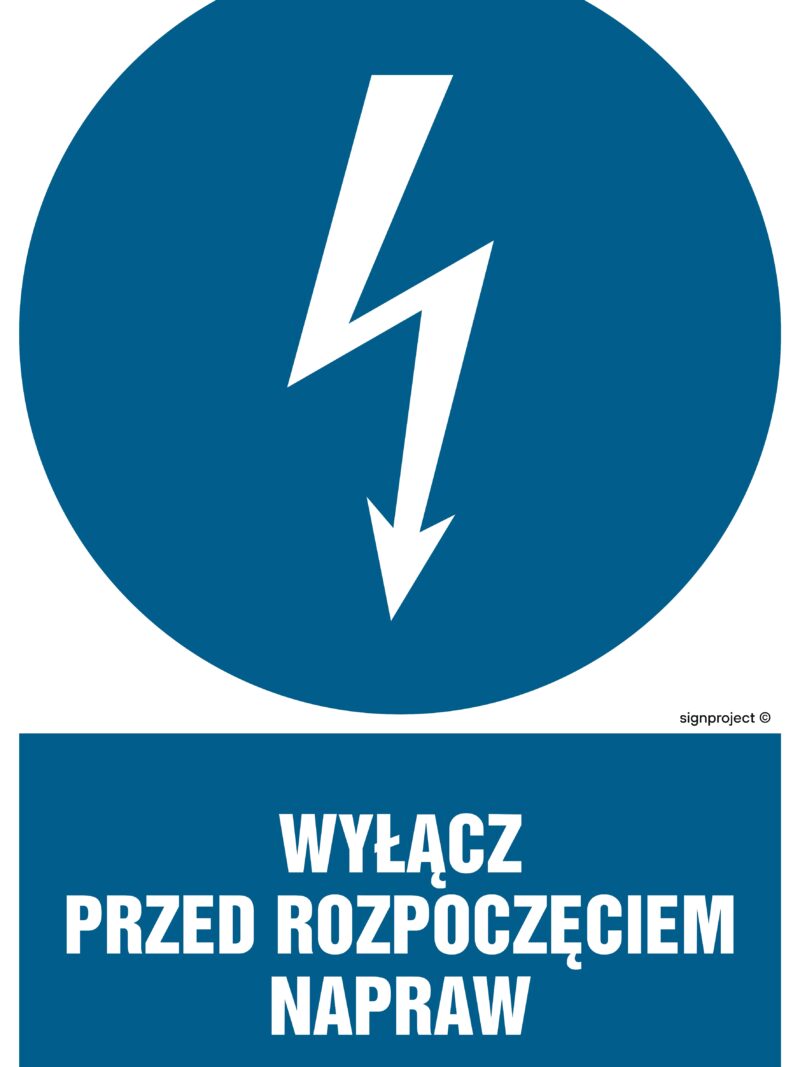 HE018 Wyłącz przed rozpoczęciem napraw - arkusz 9 naklejek