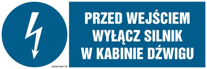 HF008 Przed wejściem wyłącz silnik w kabinie dźwigu - arkusz 8 naklejek - arkusz 8 naklejek