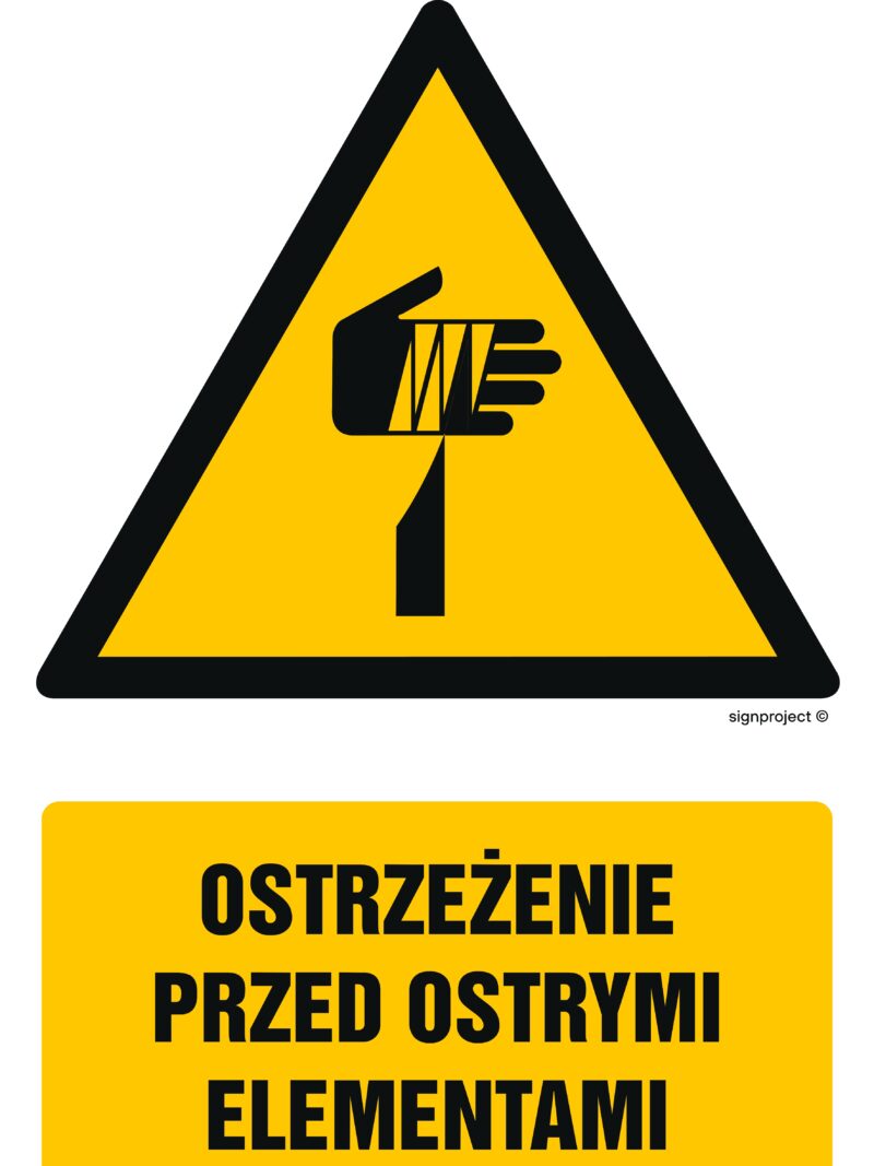 GF077 Ostrzeżenie przed ostrymi elementami - arkusz 9 naklejek