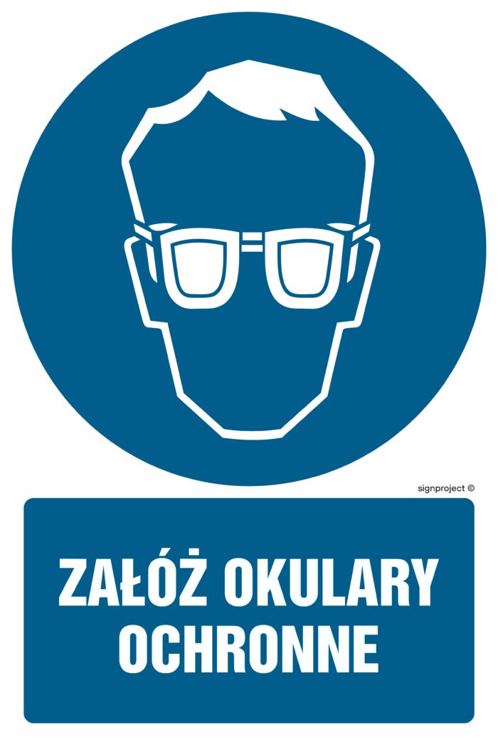 GL003 Załóż okulary ochronne - arkusz 9 naklejek