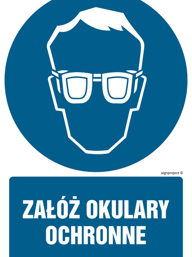 GL003 Załóż okulary ochronne - arkusz 9 naklejek