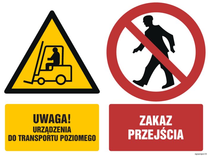 GM008 Uwaga urządzenia do transportu poziomego Zakaz przejścia