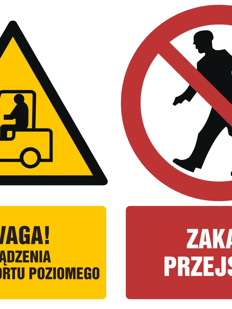 GM008 Uwaga urządzenia do transportu poziomego Zakaz przejścia