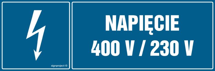 HH024 Napięcie 400V/230V - arkusz 8 naklejek - arkusz 8 naklejek