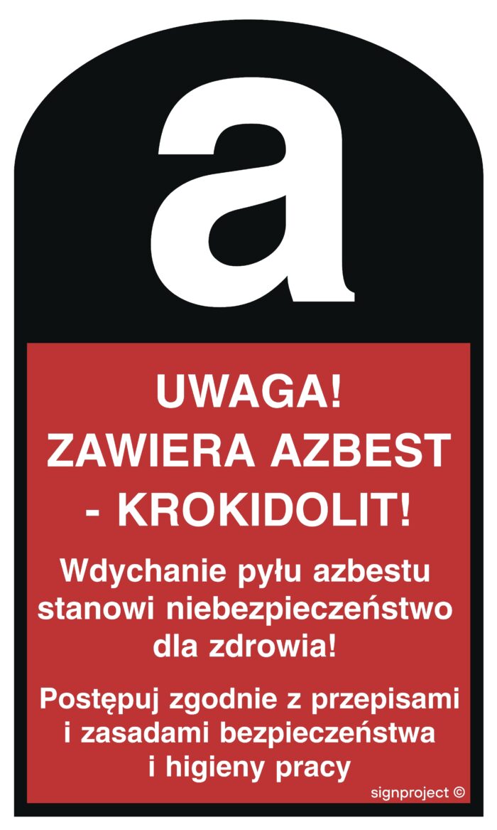 LC001 Uwaga! Zawiera azbest - krokidolit - arkusz 15 naklejek