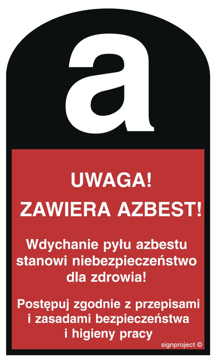 LC003 Uwaga! Zawiera azbest - arkusz 15 naklejek