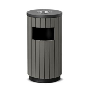 Kosz na śmieci zewnętrzny z wbudowaną popielnicą Ø 320x490 mm 33L szary