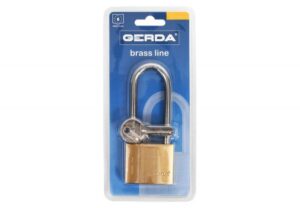 Kłódka zatrzaskowa GERDA BRASS LINE S40 (KMZ) pałąk 66 mm, mosiężna, blister