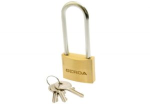 Kłódka zatrzaskowa GERDA BRASS LINE S40 (KMZ) pałąk 66 mm, mosiężna