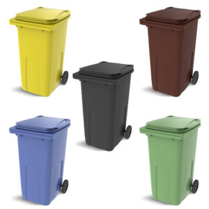 Plastikowy pojemnik 240L na odpady segregowane Contenur – kosz HDPE PN-EN 840 na kołach