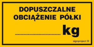 NC080 Dopuszczalne obciążenie półki ........... kg - 6 naklejek