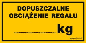 NC095 Dopuszczalne obciążenie regału ....... kg - 6 naklejek