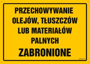 OA049 Przechowywanie olejów, tłuszczów lub materiałów palnych zabronione