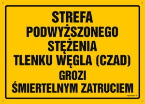OA074 Strefa podwyższonego stężenia tlenku węgla (czadu) - grozi śmiertelnym zatruciem