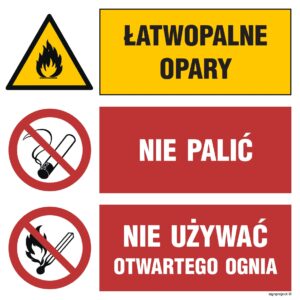 GO003 Łatwopalne opary Nie palić Nie używać otwartego ognia