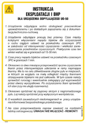 IAA23 Instrukcja eksploatacji i BHP dla urządzenia odpylającego UO-50