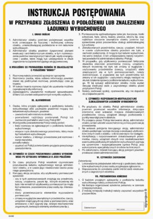 IAA30 Instrukcja postępowania w przypadku zgłoszenia o podłożeniu lub znalezieniu ładunku wybuchowego