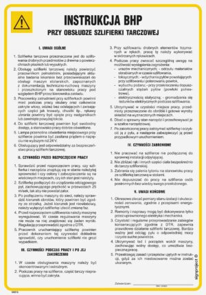 IAB15 Instrukcja BHP przy obsłudze szlifierki tarczowej do drewna