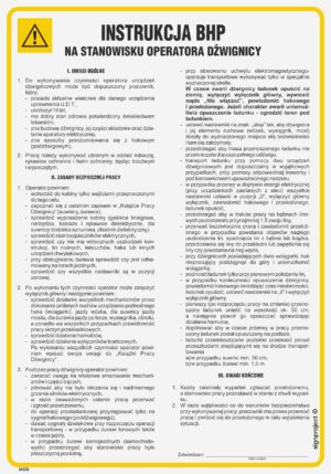 IAE05 Instrukcja BHP na stanowisku operatora dźwignicy