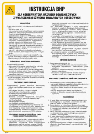 IAE19 Instrukcja BHP Dla konserwatora urządzeń dźwignicowych z wyłączeniem dźwigów towarowych i osobowych